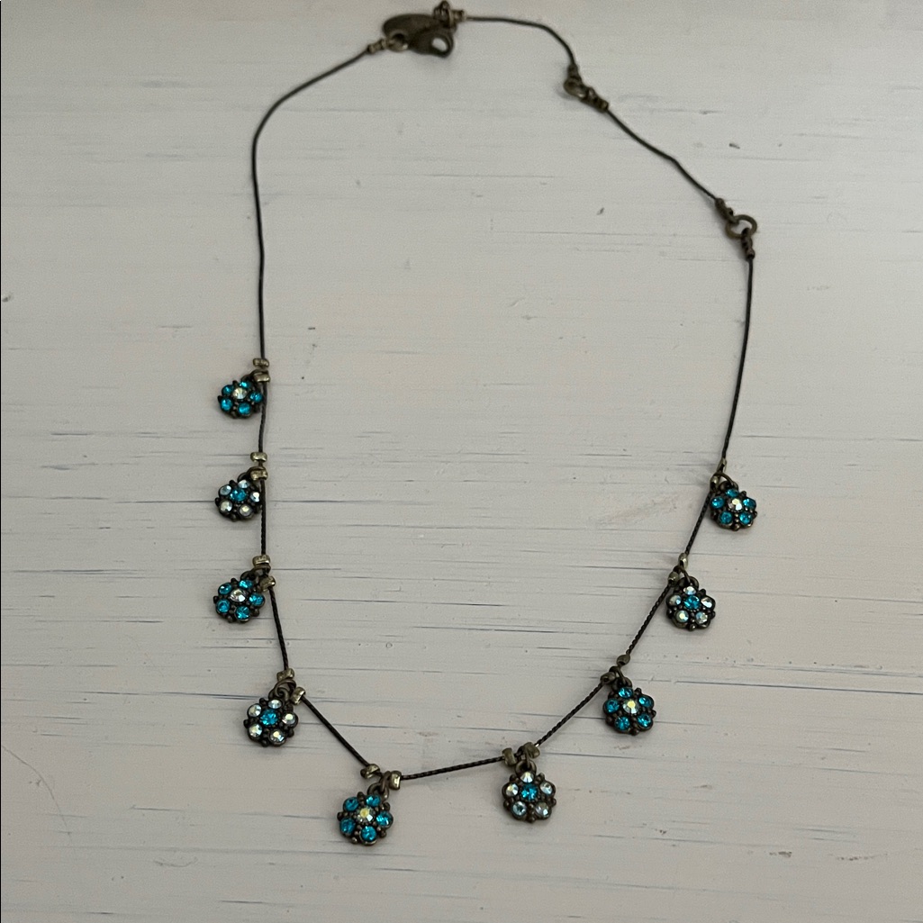 Michal Negrin Necklace With Floral Crystal Charms